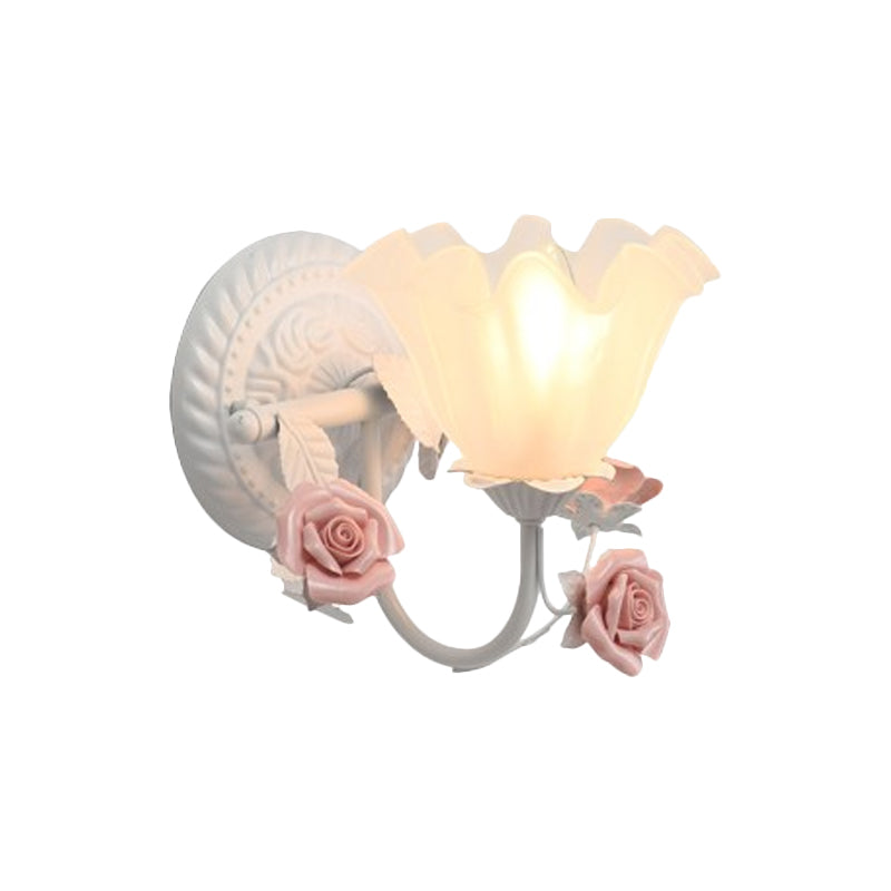 Skørter | Blossom Bedside Wall Lighting Ideas Country Matte Glass 1-Light Blue/Pink Wall Lamp Fixture