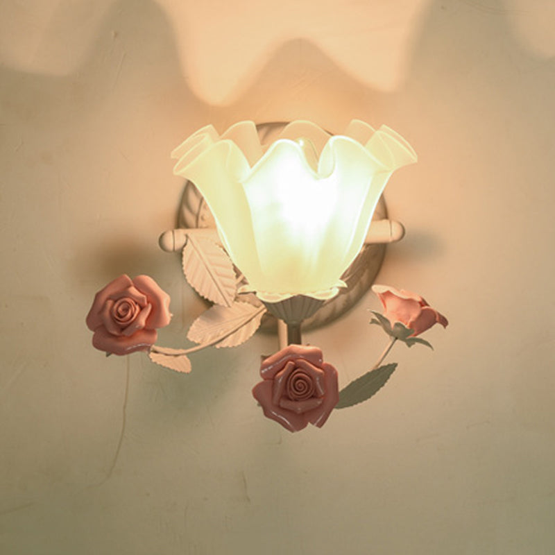Skørter | Blossom Bedside Wall Lighting Ideas Country Matte Glass 1-Light Blue/Pink Wall Lamp Fixture
