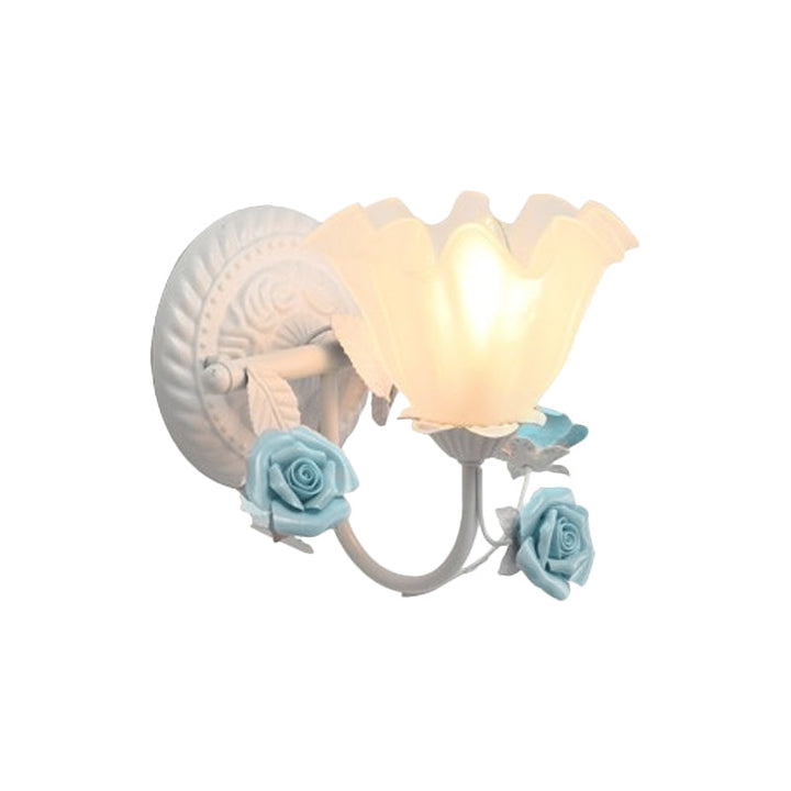 Skørter | Blossom Bedside Wall Lighting Ideas Country Matte Glass 1-Light Blue/Pink Wall Lamp Fixture