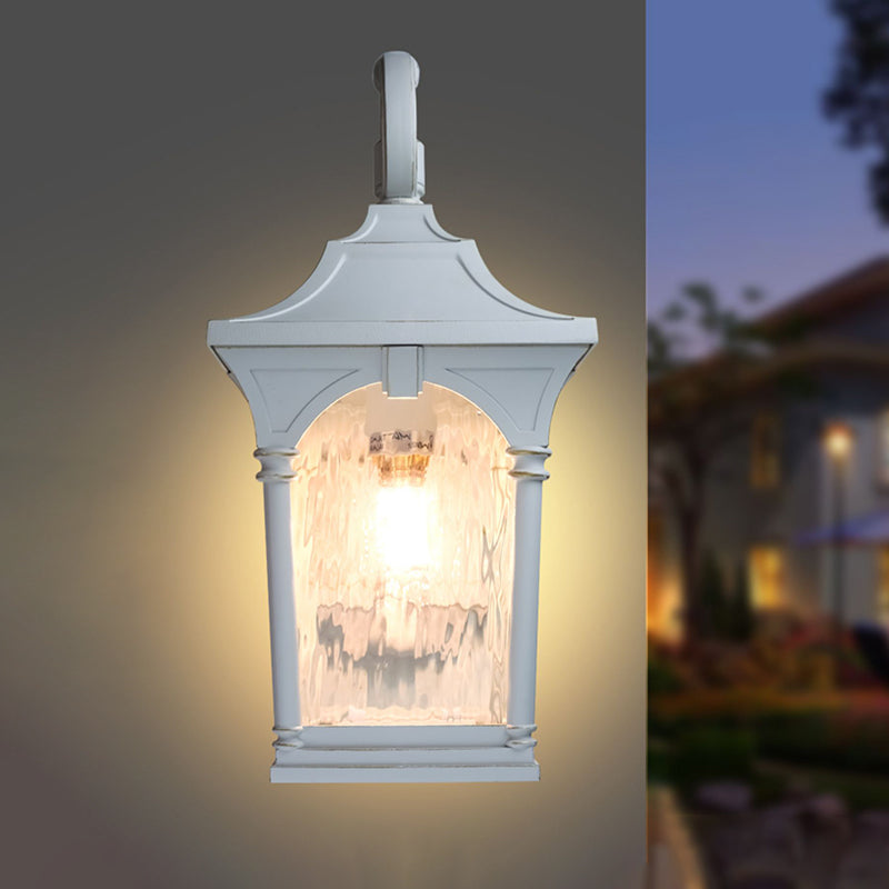 Skørter | White Single Bulb Wall Lamp Rustic Clear Water Glass Lantern Wall Lighting Fixture for Outdoor