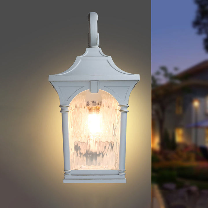 Skørter | White Single Bulb Wall Lamp Rustic Clear Water Glass Lantern Wall Lighting Fixture for Outdoor