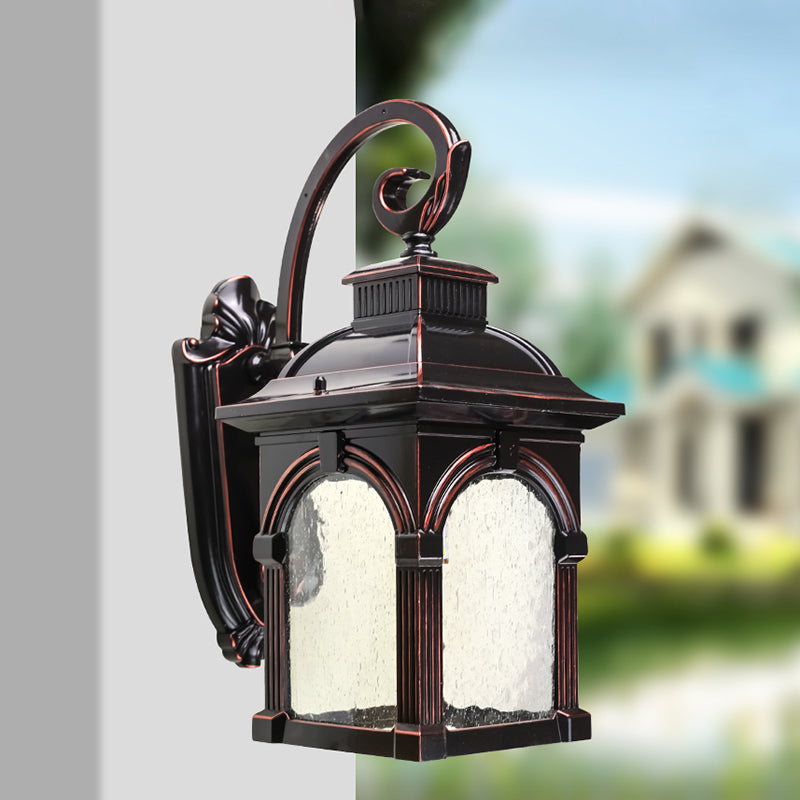 Skørter | Coffee Birdcage Wall Light Light Source Rustic Clear Bubble Glass Single Head Outdoor Wall Lighting