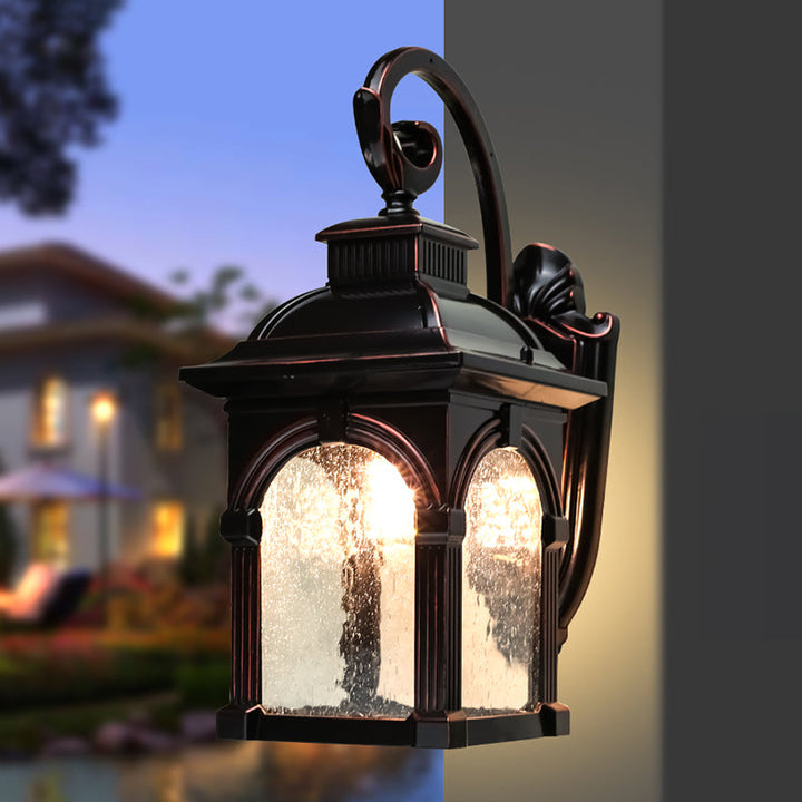 Skørter | Coffee Birdcage Wall Light Light Source Rustic Clear Bubble Glass Single Head Outdoor Wall Lighting