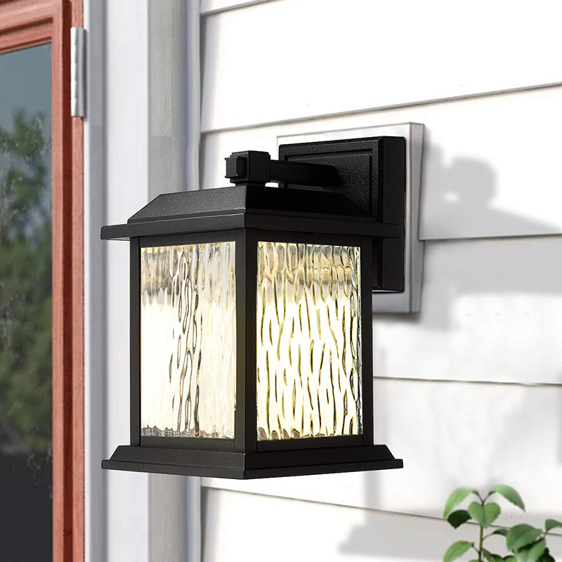 Skørter | 1 Head Wall Light Country House Birdcage Clear Wave Glass Wall Mount Lighting in Black