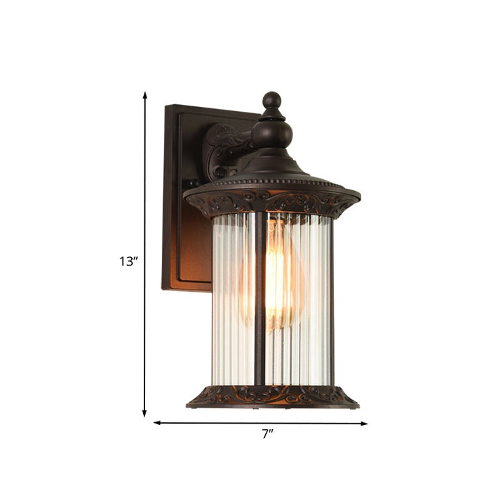 Skørter | Lantern Courtyard Wall Light Light Country House Clear Prismatic Glass 1 Light Coffee Wall Light