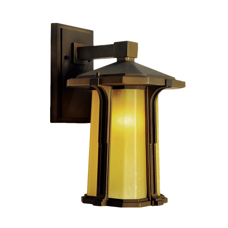 Skørter | Tan/White Glass Lantern Sconces Retro Style Single Version Outdoor Wall Mounted Light Source