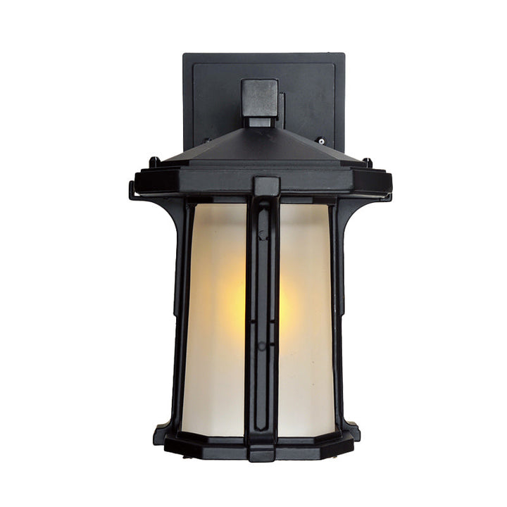 Skørter | Tan/White Glass Lantern Sconces Retro Style Single Version Outdoor Wall Mounted Light Source
