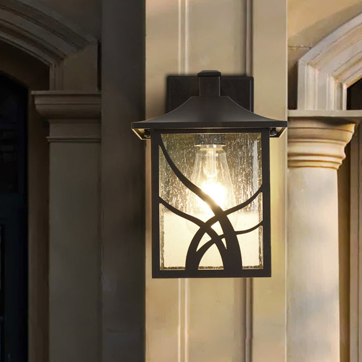 Skørter | Open Bottom Courtyard Sconce Lodge Clear Glass 1 Light Dark Coffee Wall Light Fixture