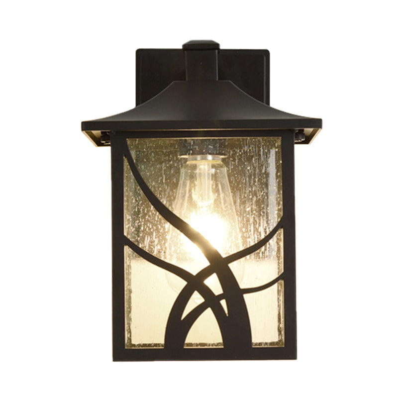 Skørter | Open Bottom Courtyard Sconce Lodge Clear Glass 1 Light Dark Coffee Wall Light Fixture