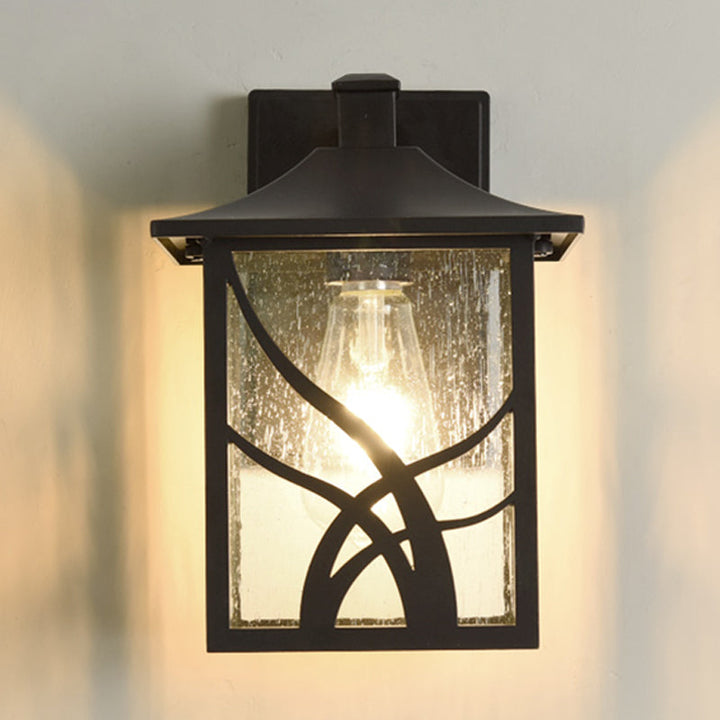 Skørter | Open Bottom Courtyard Sconce Lodge Clear Glass 1 Light Dark Coffee Wall Light Fixture