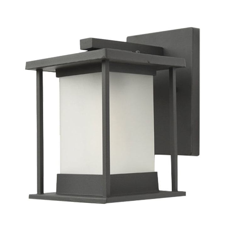 Skørter | White glass rectangular wall lamp rustic 1-light wall lighting for outdoor in coffee/black with metal frame