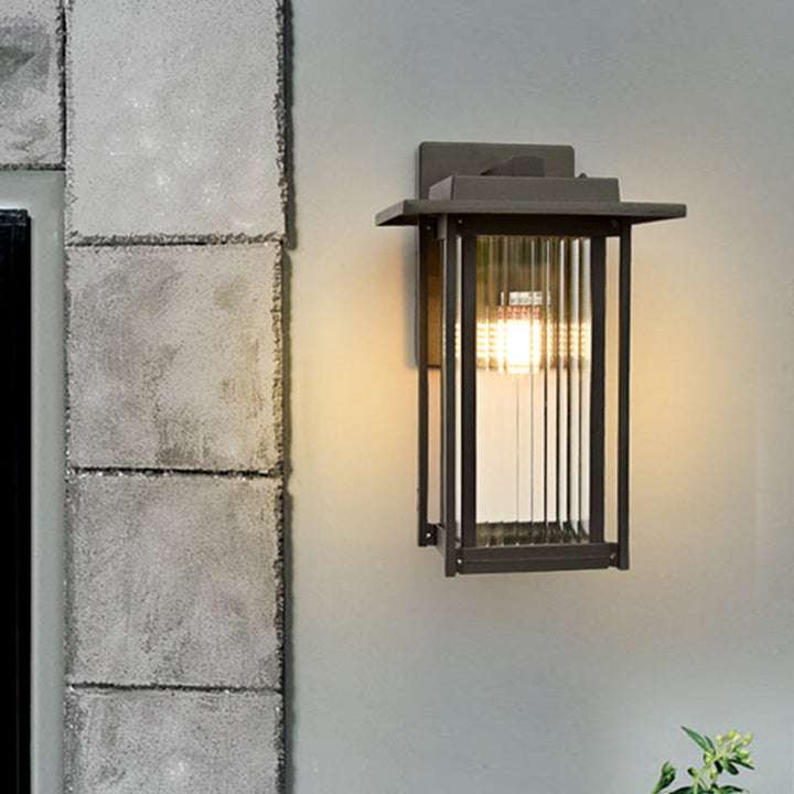 Skørter | Clear Prism Glass Black Wall Light Lantern Single Head Country House Wall Light Light for Outdoor Use