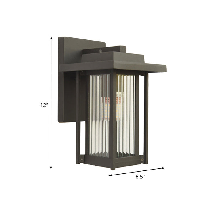 Skørter | Clear Prism Glass Black Wall Light Lantern Single Head Country House Wall Light Light for Outdoor Use