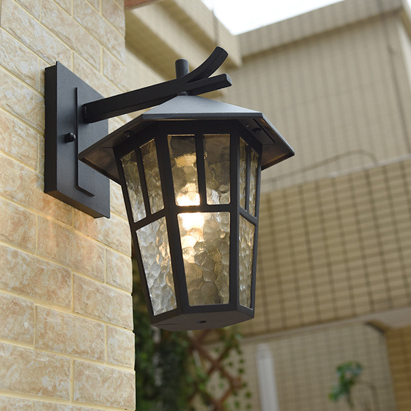 Skørter | Bird Tent Patio Wall Lamp Sconces Retro Clear Water Glass Single Light Bronze/Black Wall Lamp Fixture