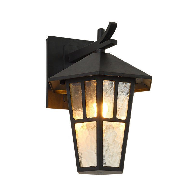 Skørter | Bird Tent Patio Wall Lamp Sconces Retro Clear Water Glass Single Light Bronze/Black Wall Lamp Fixture