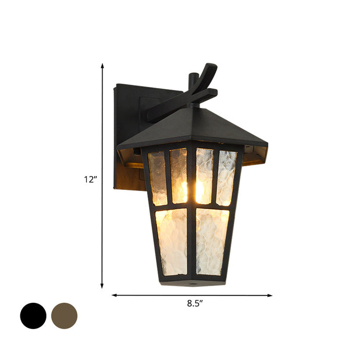 Skørter | Bird Tent Patio Wall Lamp Sconces Retro Clear Water Glass Single Light Bronze/Black Wall Lamp Fixture
