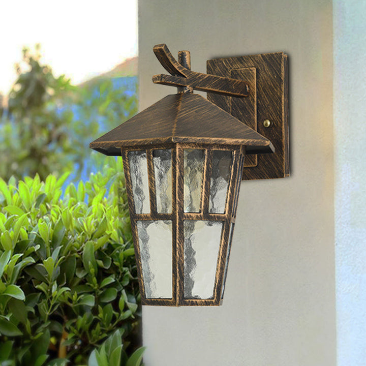 Skørter | Bird Tent Patio Wall Lamp Sconces Retro Clear Water Glass Single Light Bronze/Black Wall Lamp Fixture