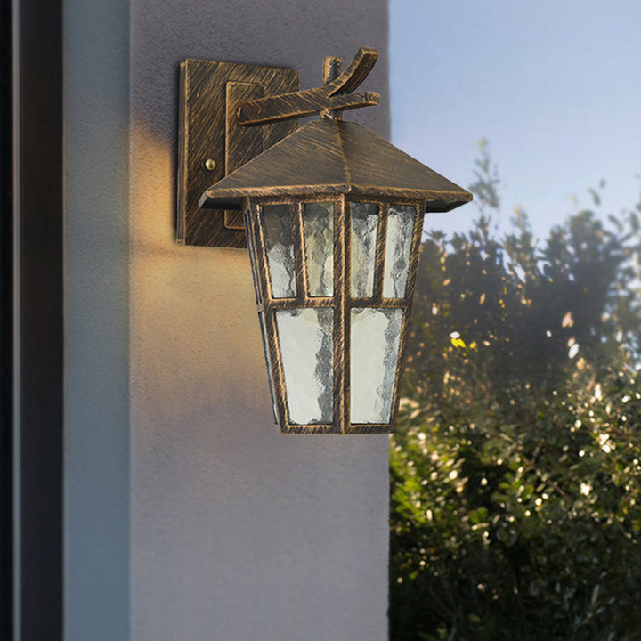 Skørter | Bird Tent Patio Wall Lamp Sconces Retro Clear Water Glass Single Light Bronze/Black Wall Lamp Fixture