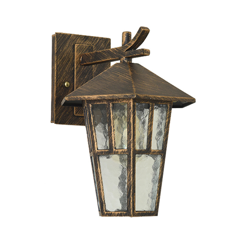 Skørter | Bird Tent Patio Wall Lamp Sconces Retro Clear Water Glass Single Light Bronze/Black Wall Lamp Fixture