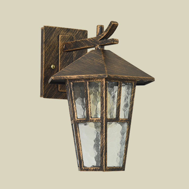Skørter | Bird Tent Patio Wall Lamp Sconces Retro Clear Water Glass Single Light Bronze/Black Wall Lamp Fixture