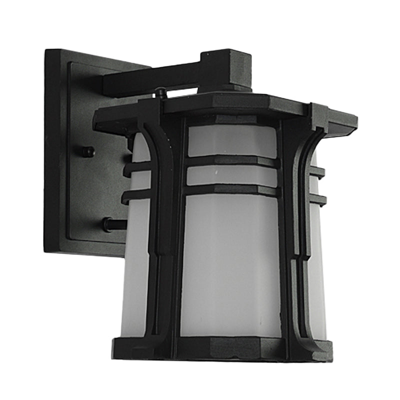 Skørter | Bronze/Black Lantern Wall Lamp Lodge Opal Frosted Glass Single Fixture Outdoor Wall Lighting