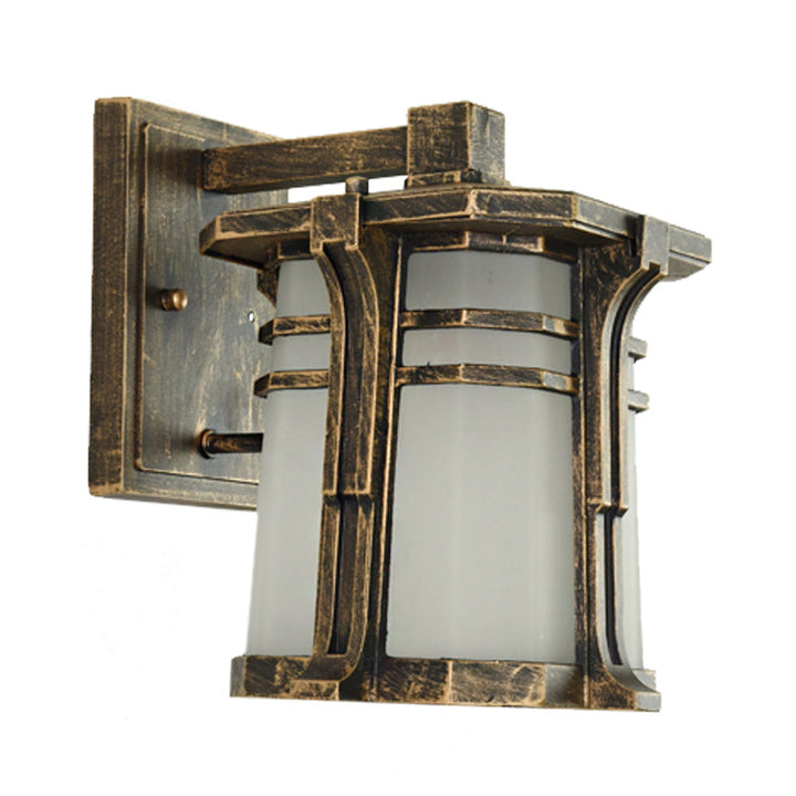 Skørter | Bronze/Black Lantern Wall Lamp Lodge Opal Frosted Glass Single Fixture Outdoor Wall Lighting