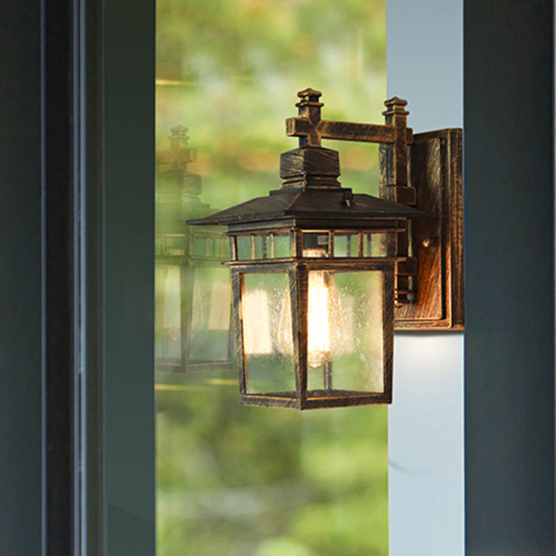 Skørter | Retro Birdcage Wall Lamp Fixture Single-Headed Clear Glass Wall-Mounted Lamp in Bronze