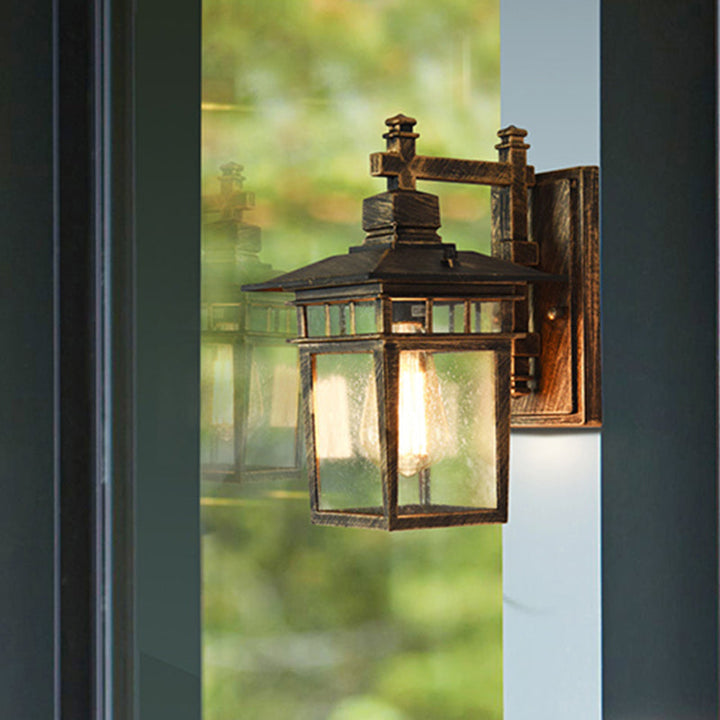 Skørter | Retro Birdcage Wall Lamp Fixture Single-Headed Clear Glass Wall-Mounted Lamp in Bronze