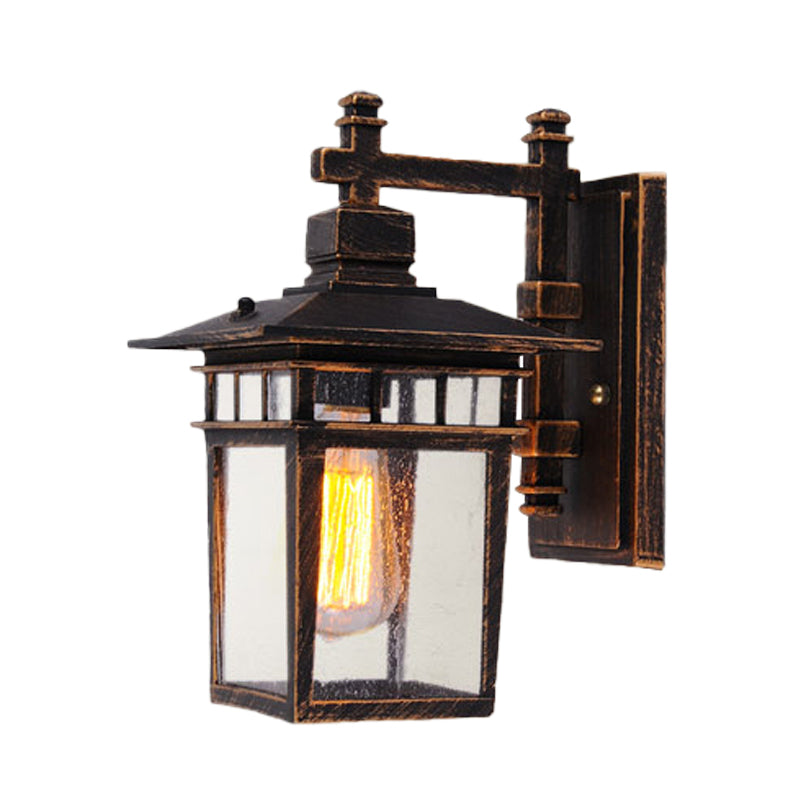 Skørter | Retro Birdcage Wall Lamp Fixture Single-Headed Clear Glass Wall-Mounted Lamp in Bronze