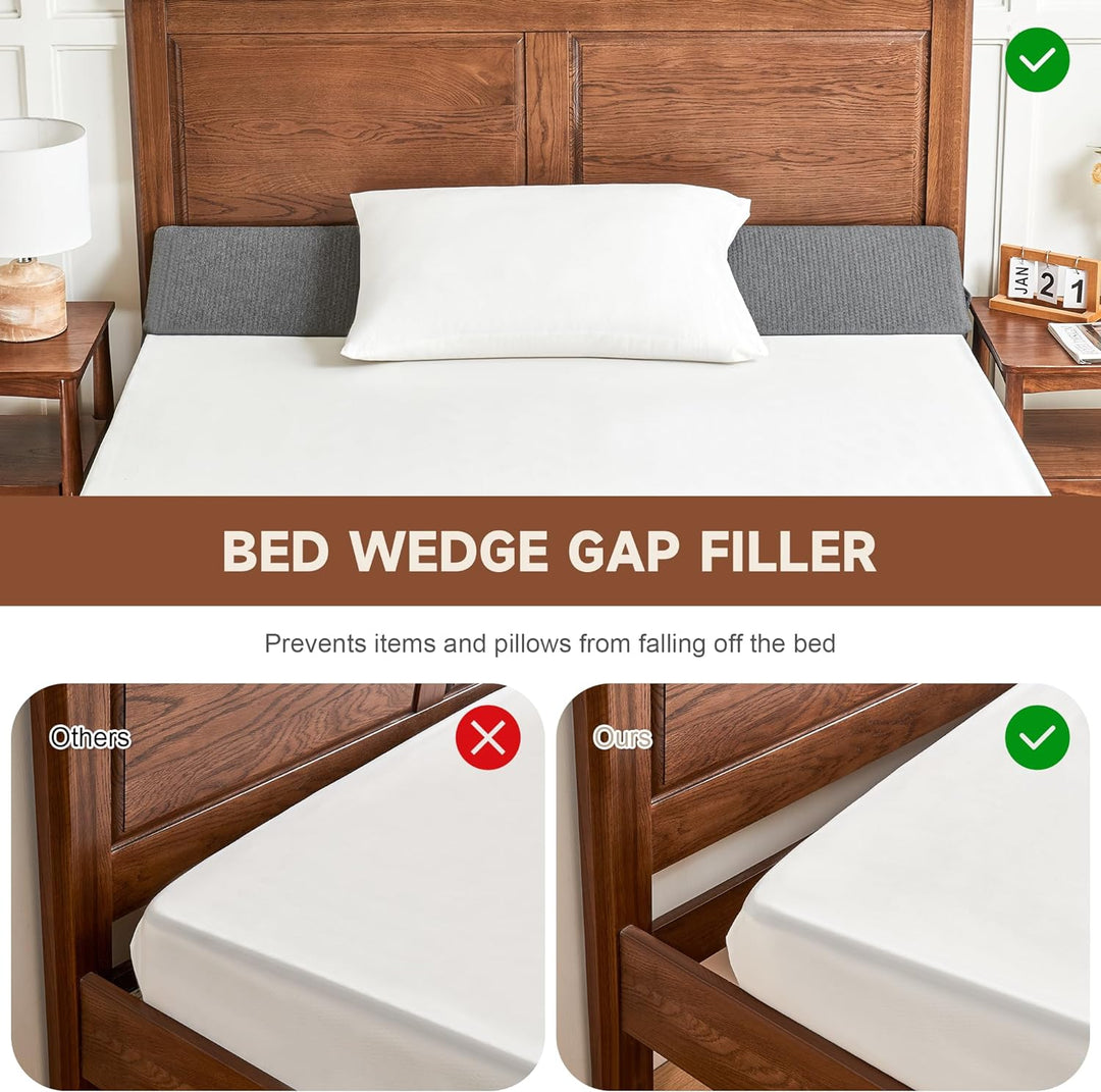 Lisslune | Gap Filler Wedge Pillow | Adjustable Height, Compact Design & Ideal for Twin, Queen, King Beds and Sofas