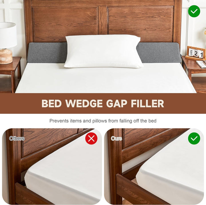 Lisslune | Gap Filler Wedge Pillow | Adjustable Height, Compact Design & Ideal for Twin, Queen, King Beds and Sofas