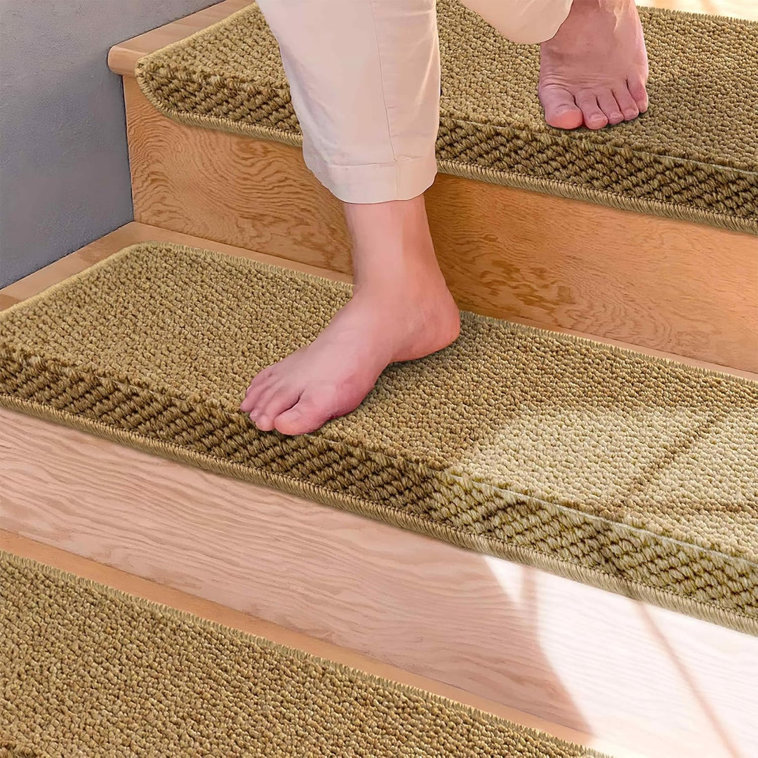 Lisslune | Non-Slip Bullnose Carpet Stair Treads with Edge Protection – Lureva (14 Pack, Beige)