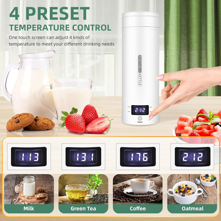 Lisslune | Portable Electric Travel Kettle | Compact Stainless Steel Smart Kettle with LCD