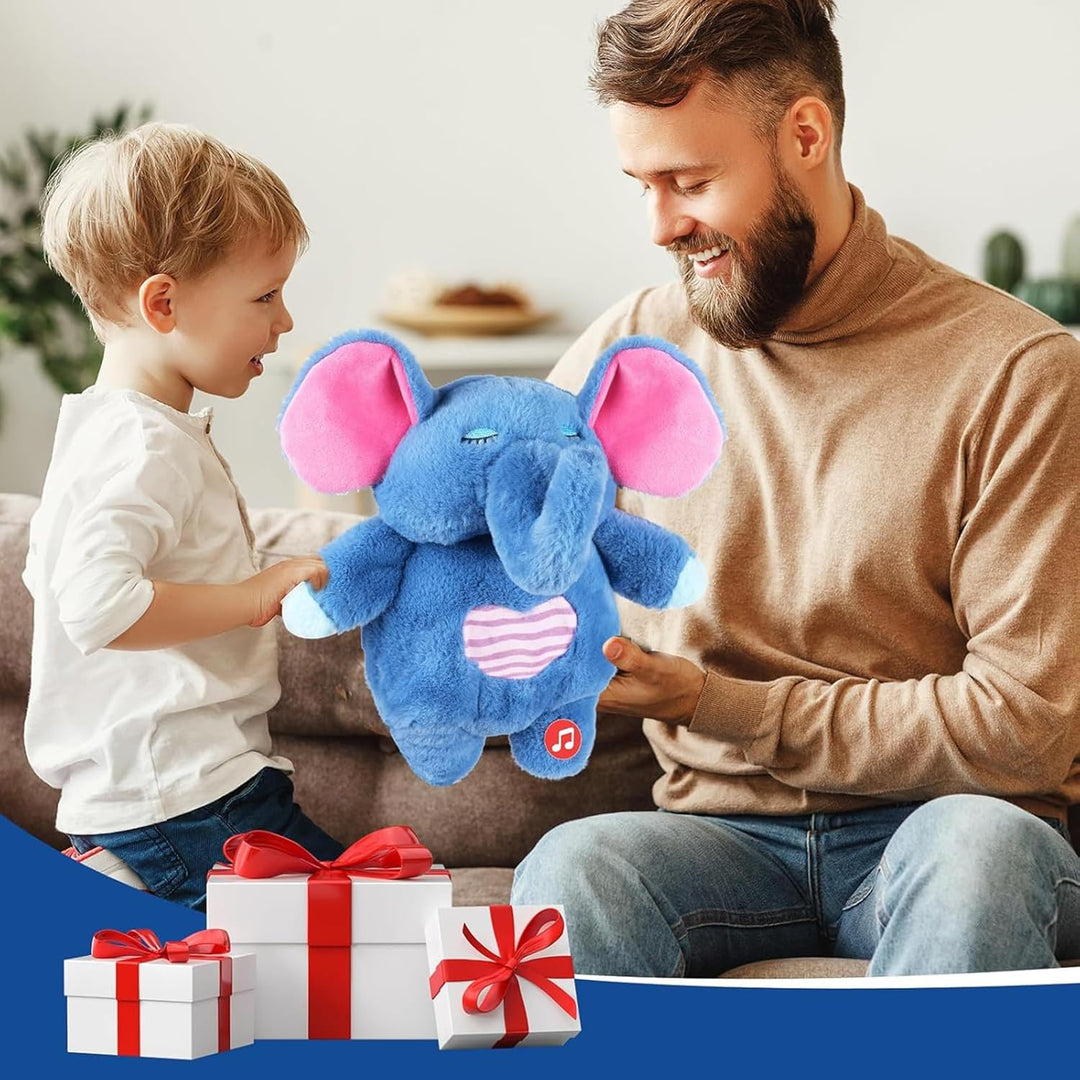 Lisslune | Sovetryg Plush Elephant – Soothing Cuddly Toy with Breathing, Light, and Sounds
