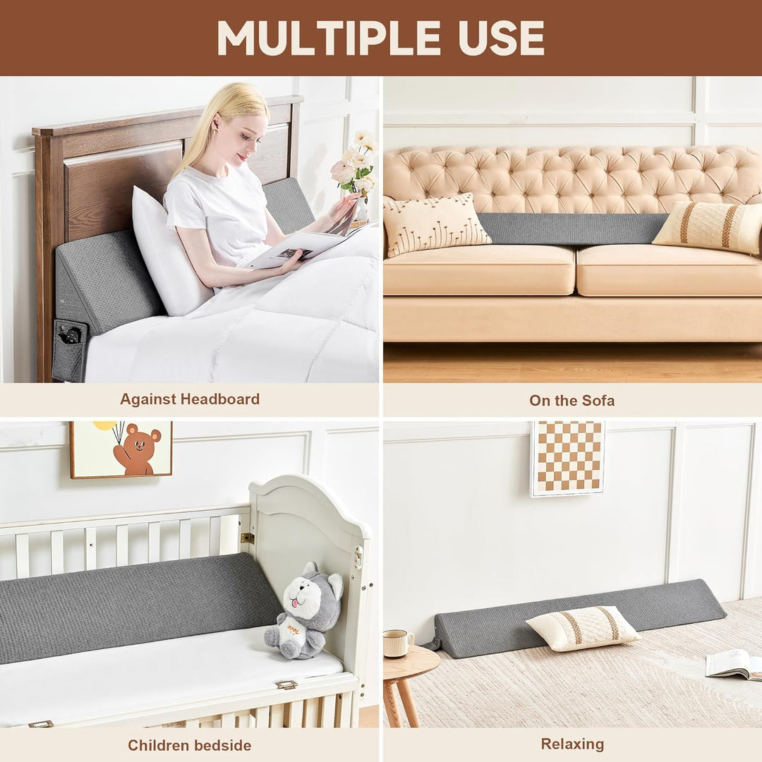 Lisslune | Gap Filler Wedge Pillow | Adjustable Height, Compact Design & Ideal for Twin, Queen, King Beds and Sofas