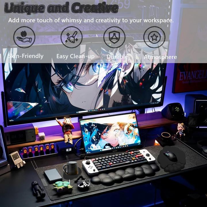Lisslune | Cloud-Shaped Ergonomic Wrist Rest Set with Mouse Pad & Coaster – Zeyora
