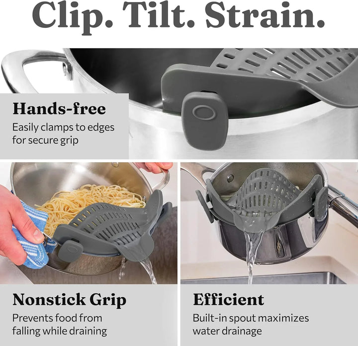 Lisslune | Silicone sieve with clip – Heat-resistant draining container for food