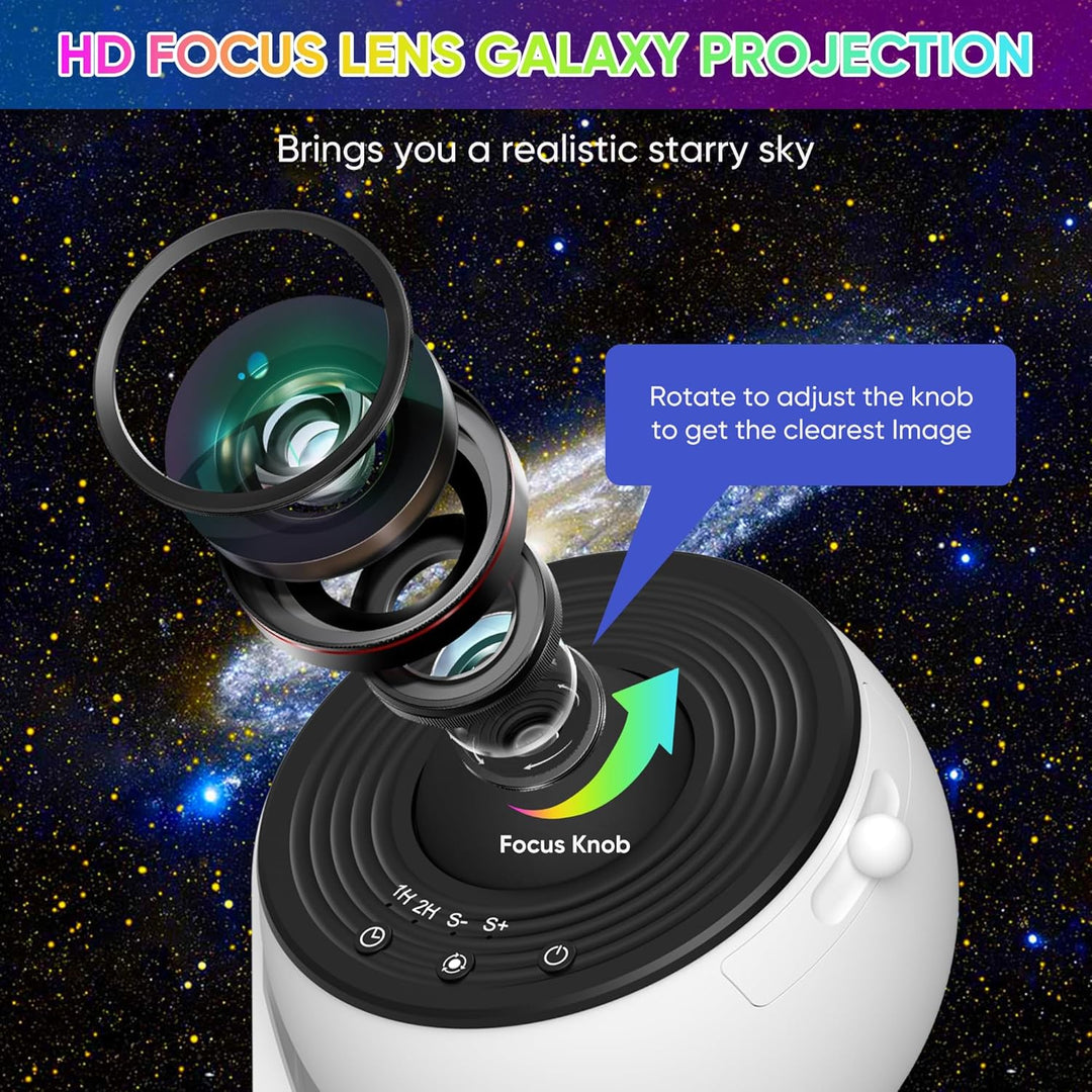 Lisslune | Galaxy Projector with 360° Rotation - Stunning Room-Wide Night Sky View