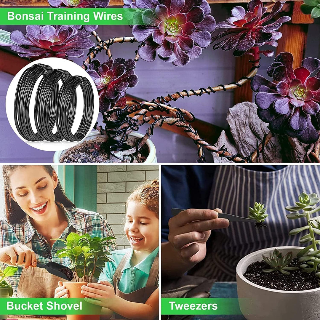 Lisslune | 24-Piece Bonsai Tree Care Kit with High-Carbon Steel Tools and PU Leather Bag – Sevora