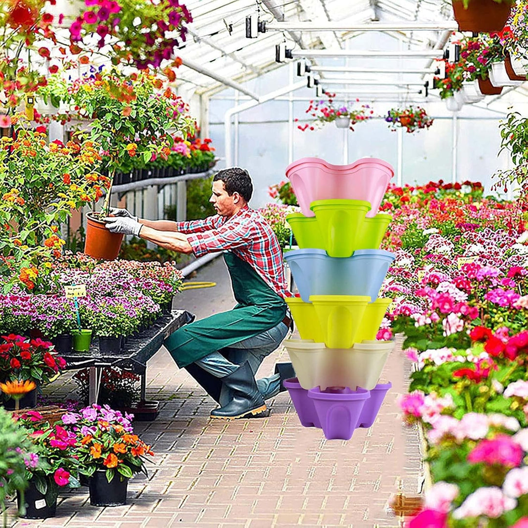 Lisslune | Stackable Plant Tower for Herbs and Vegetables – Vertical Garden Plant Pots for Indoor and Outdoor