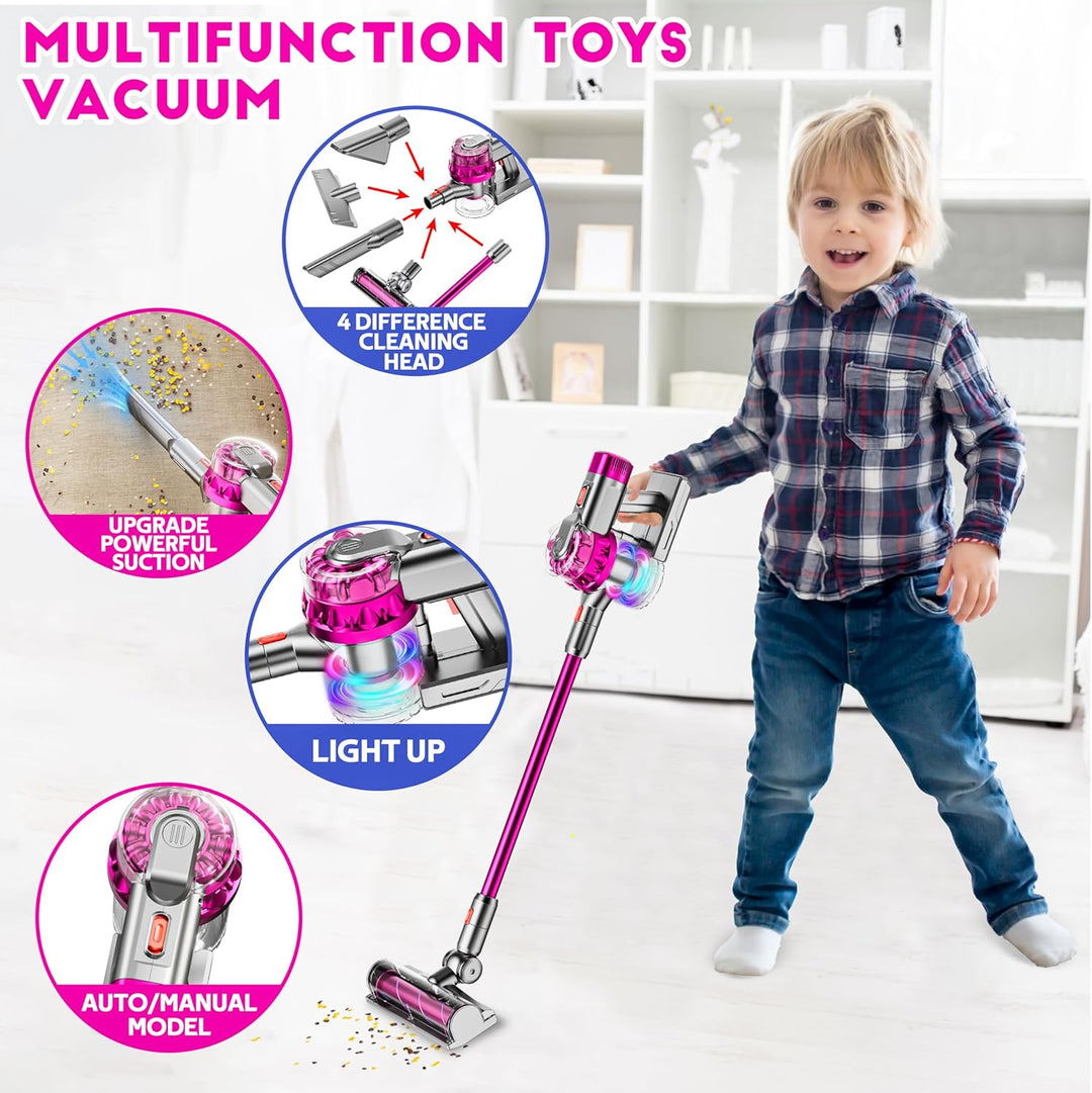 Lisslune | 4-in-1 Kids Vacuum Cleaner | Real Working Toy Vacuum with Lights & Sounds