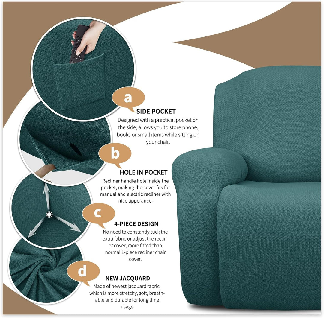 Lisslune | Stretch Recliner Chair Covers 4-Piece Set – CoverMate