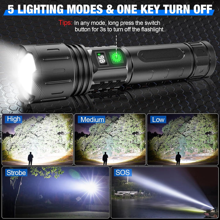 Lisslune | 100000 Lumen Tactical Flashlight | World's Brightest High-Powered Torch