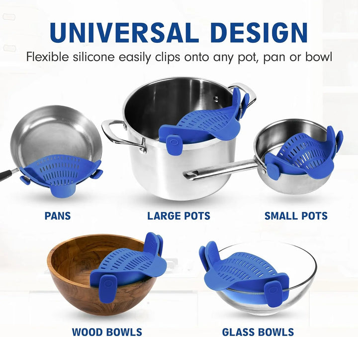Lisslune | Silicone sieve with clip – Heat-resistant draining container for food