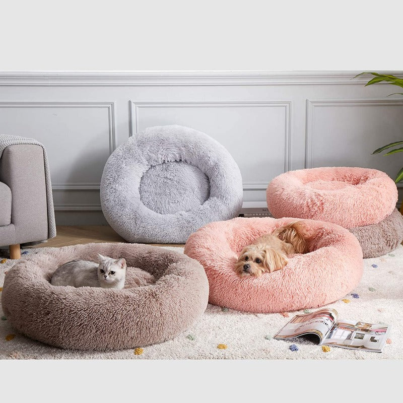 Lisslune | Beef Plush Calming Donut Dog Bed for Small to Large Dogs