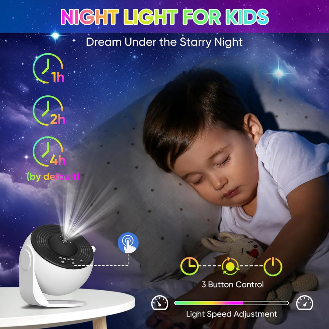 Lisslune | Galaxy Projector with 360° Rotation - Stunning Room-Wide Night Sky View