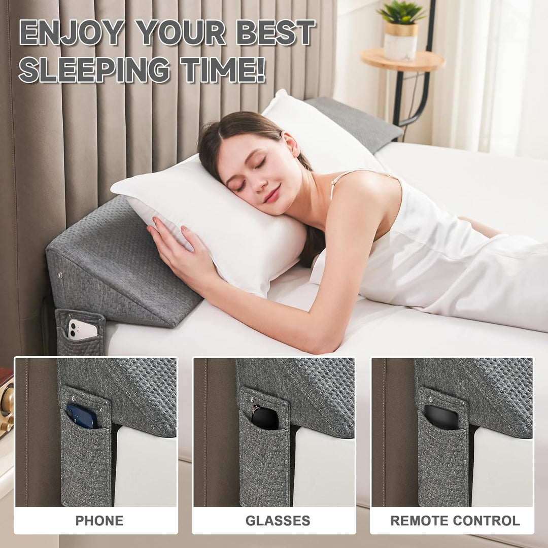 Lisslune | Gap Filler Wedge Pillow | Adjustable Height, Compact Design & Ideal for Twin, Queen, King Beds and Sofas