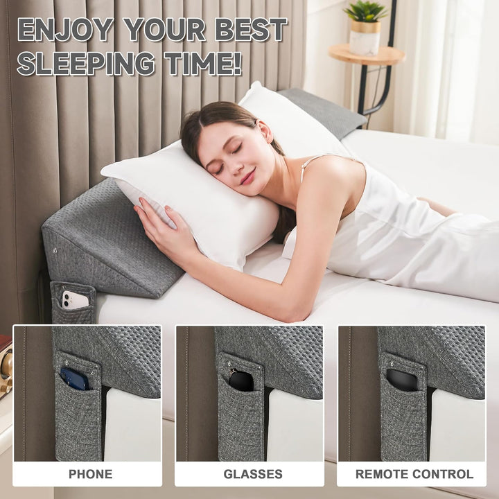 Lisslune | Gap Filler Wedge Pillow | Adjustable Height, Compact Design & Ideal for Twin, Queen, King Beds and Sofas