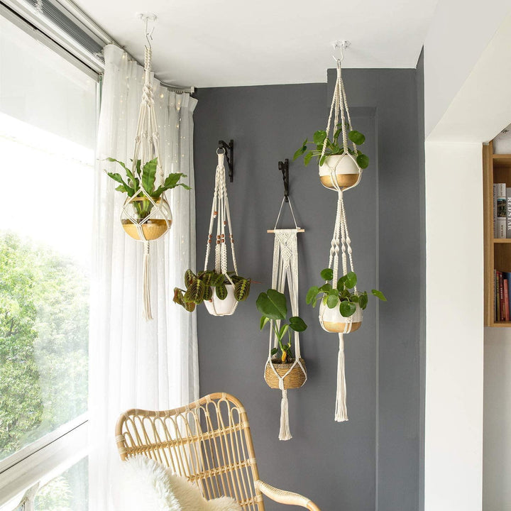 Lisslune | 4-piece handmade Boho macrame plant hanger set