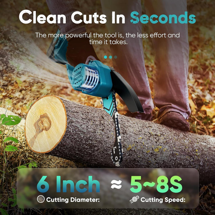 Lisslune | Cordless Mini Chainsaw 6 Inch with LED Light & 21V Battery – TimberCut